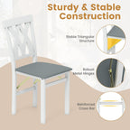 GOFLAME Folding Dining Chairs Set of 4, Foldable Kitchen Chairs with PVC Leather Padded Seat and Rubber Wood Frame, Elegant Hollowed Backrest, Wooden Dinner Chair Set for Dining Room, White