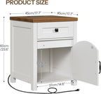 HOOBRO Farmhouse End Table with Charging Station, End Tables Living Room with Drawer, Rustic Nightstand with Arched Barn Door, Wooden Sofa Side Bedside Table, White and Walnut WH406UBZ01