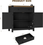 HOSTACK Coffee Bar Cabinet, Kitchen Storage Cabinet, Modern Farmhouse Buffet Sideboard with Drawer & Adjustable Shelf, Barn Door Accent Cabinets for Kitchen, Dining Room, Entryway, Black/Rustic Brown