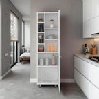 Florence Kitchen Pantry, Multiple Open and Closed Shelves, Modern Design, White