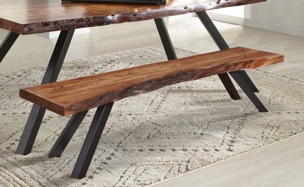Modus Furniture Solid Wood Dining Bench, Reese - Natural Acacia, 60 x 18 x 15-Inch