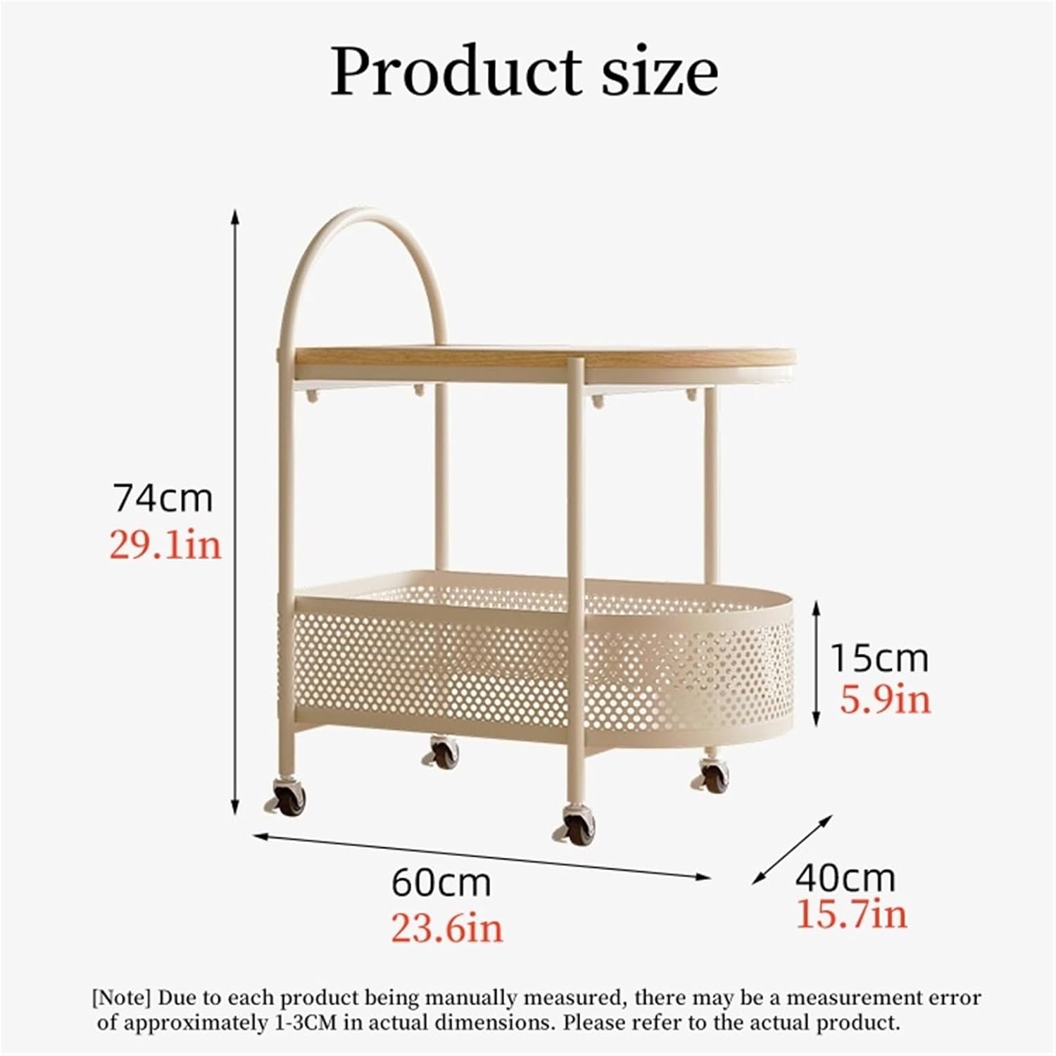 Sofa Side Table with Wheels Coffee Storage Cart Movable End Table with Storage Basket Iron Frame Small Coffee Tables for Living Room Multi Scenario Use(White)