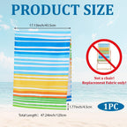 GORGECRAFT Thicker Beach Sling Patio Chairs Canvas 120x43.5cm Outdoor Folding Chair Replacement Fabric 12oz-Canvas Yellow Blue Stripe Lounge Reclining Replacement Cloth for Summer Garden Sunbathing