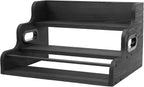 3-Tier Wood Bottle Display Shelf, Modern Black Liquor Bottle Rack Organizer, Wooden Countertop Wine Rack Bar Shelves Stand Essentials for Liquor Storage