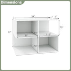 Giantex 4-Cube Book Shelf, 17'' Modern S-Shaped Couch End Sofa Side Table with Storage, Wood Cube Organizer, Small Bookshelf for Living Room Bedroom Home Office Dorm, White (1)