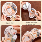 2Pcs Cute Cat Folding Fans, Maneki-Neko Design, 2-in-1 Cooling & Sun Protection, Quiet Portable Handheld Fans with Storage Bag,3.93 x 3.66 Inches Mini Size,Panda + Orange Cat