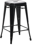 Buschman Metal Bar Stools 24" Counter Height, Indoor/Outdoor and Stackable, Set of 4 (Black)