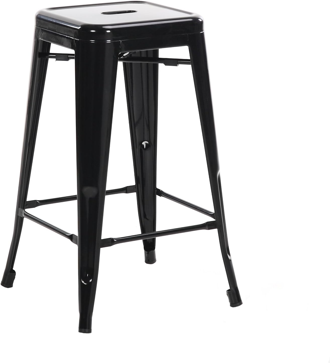 Buschman Metal Bar Stools 24" Counter Height, Indoor/Outdoor and Stackable, Set of 4 (Black)