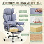 Big and Tall Office Chair 400lbs - Heavy Duty Executive Desk Chair with Footrest, High Back PU Leather Ergonomic Computer Chair with Extra Wide Seat & Thick Cushion for Home Office (Purple)