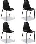 Poly & BARK Isla Stackable Dining Chairs Set of 4 – Mid Century Modern Plastic Dining Chair with Metal Legs – Kitchen & Dining Room Chairs – Dining Table Chairs Set – Indoor/Outdoor – Ebony Black