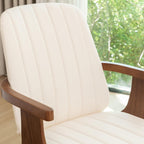 Swivel Dining Chairs Set of 4, Mid Century Modern Dining Chairs with Walnut Craftsmanship, Upholstered Faux Leather , Wooden Arms and Legs, Kitchen Chairs with Arms for Kitchen/Living Room - Beige