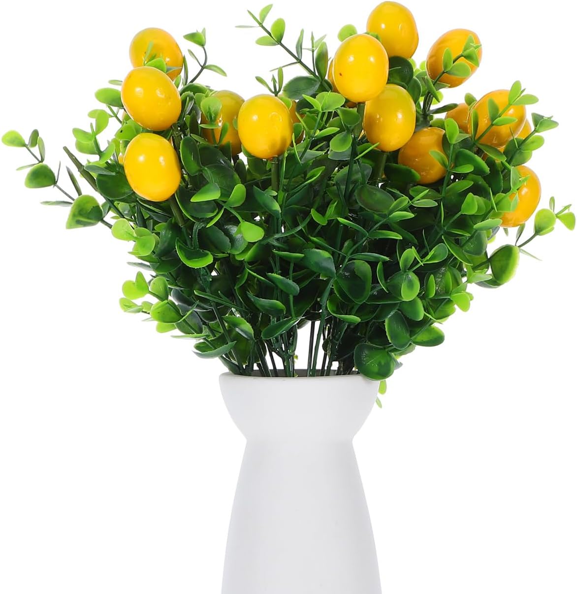 Cabilock 8pack Fake Lemon Branches Artificial Yellow Faux Lemons Decorations Eucalyptus Leaf Stems Tables Centerpiece for Kitchen Stem Fruits for Home Spring Summer Party Decor