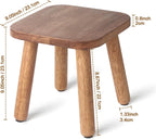Clucycia Wooden Step Stool 9inch Small Solid Wood Plant Stand Non-Slip Footstool Chair for Adults and Kids Portable and Sturdy Decor for Bed,Bathroom,Kitchen,Living Room Walnut Wood Color