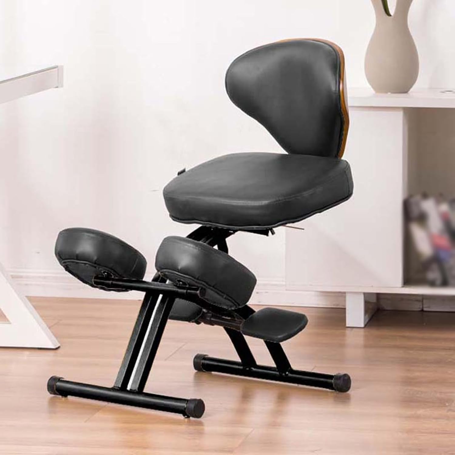 Kneeling Chair,Black Kneeling Desk Chair,Ergonomic Posture Chair with Backrest,Adjustable Height for Study Work from Home