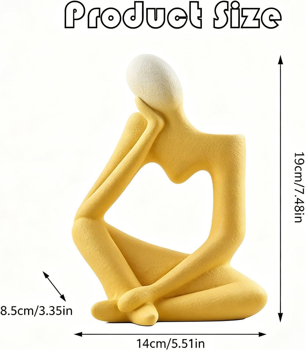 Arawat Ceramic Thinker Vase Yellow Flower Vase for Home Decor Modern Cute Boho Vases for Table Room Decor Unique Aesthetic Ceramic Decorative Vases for Centerpieces Birthday Gifts for Women Men