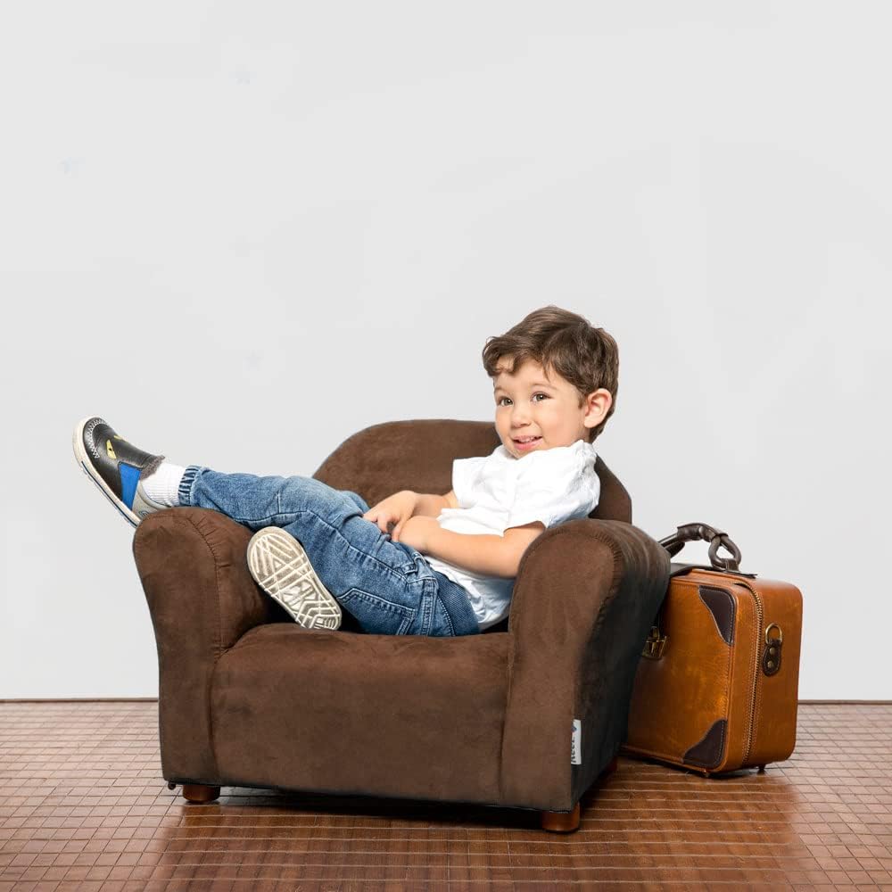 Plush Kids Chair with Soft Pillow – Durable Microsuede Upholstery, Padded Cushion, Wooden Frame, Easy to Clean, Ergonomic Design for Ages 2-5, Stylish & Cozy Chair for Playrooms & Bedrooms.