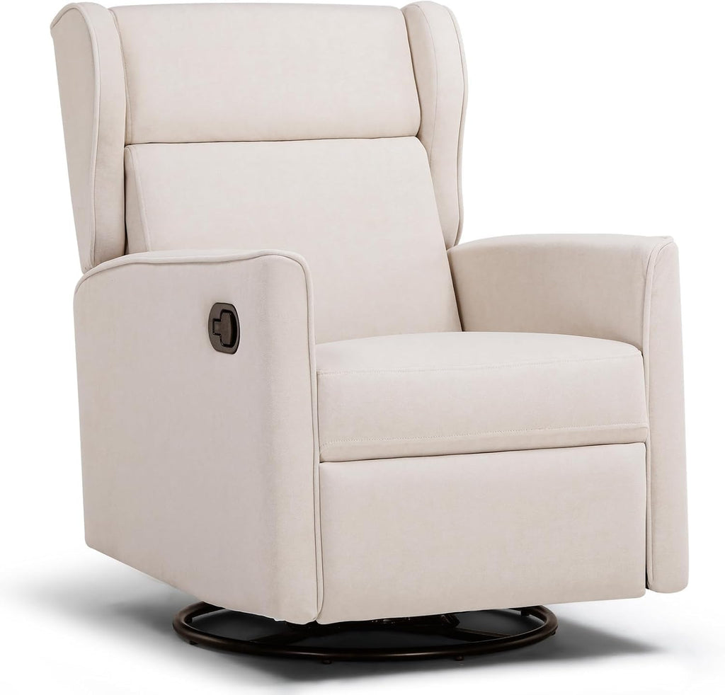 COMHOMA Rocking Recliner Chair Swivel Glider Beige | Manual Rocker, Upholstered Seating, For Living Room Office Nursery