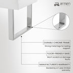 Armen Living Amanda Bench in White and Chrome Finish 48"x18"x19"