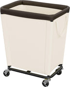 StorageWorks Basic Laundry Hamper with Wheels, 210L Large Rolling Laundry Basket, Heavy Duty Dirty Clothes Hamper for Home and Laundry Room, Beige