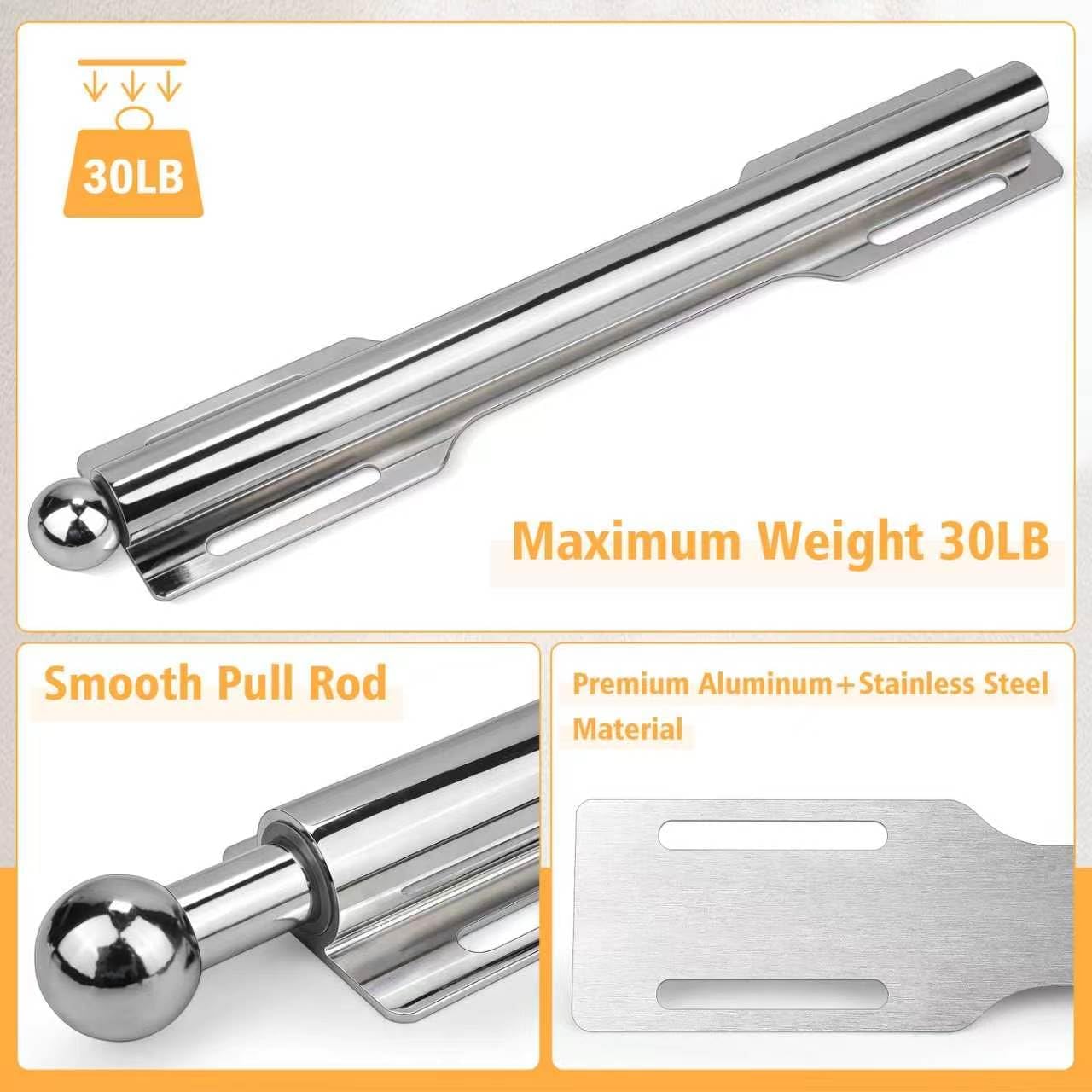 Valet Rod For Closet Pull Out, Heavy Duty Adjustable Valet Rod For Closet, Laundry Room, Bedroom, Bathroom (Chrome)