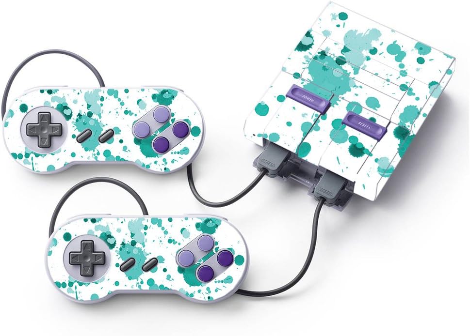 MightySkins Skin Compatible with Nintendo Super NES Classic - Teal Splatter | Protective, Durable, and Unique Vinyl Decal wrap Cover | Easy to Apply, Remove, and Change Styles | Made in The USA