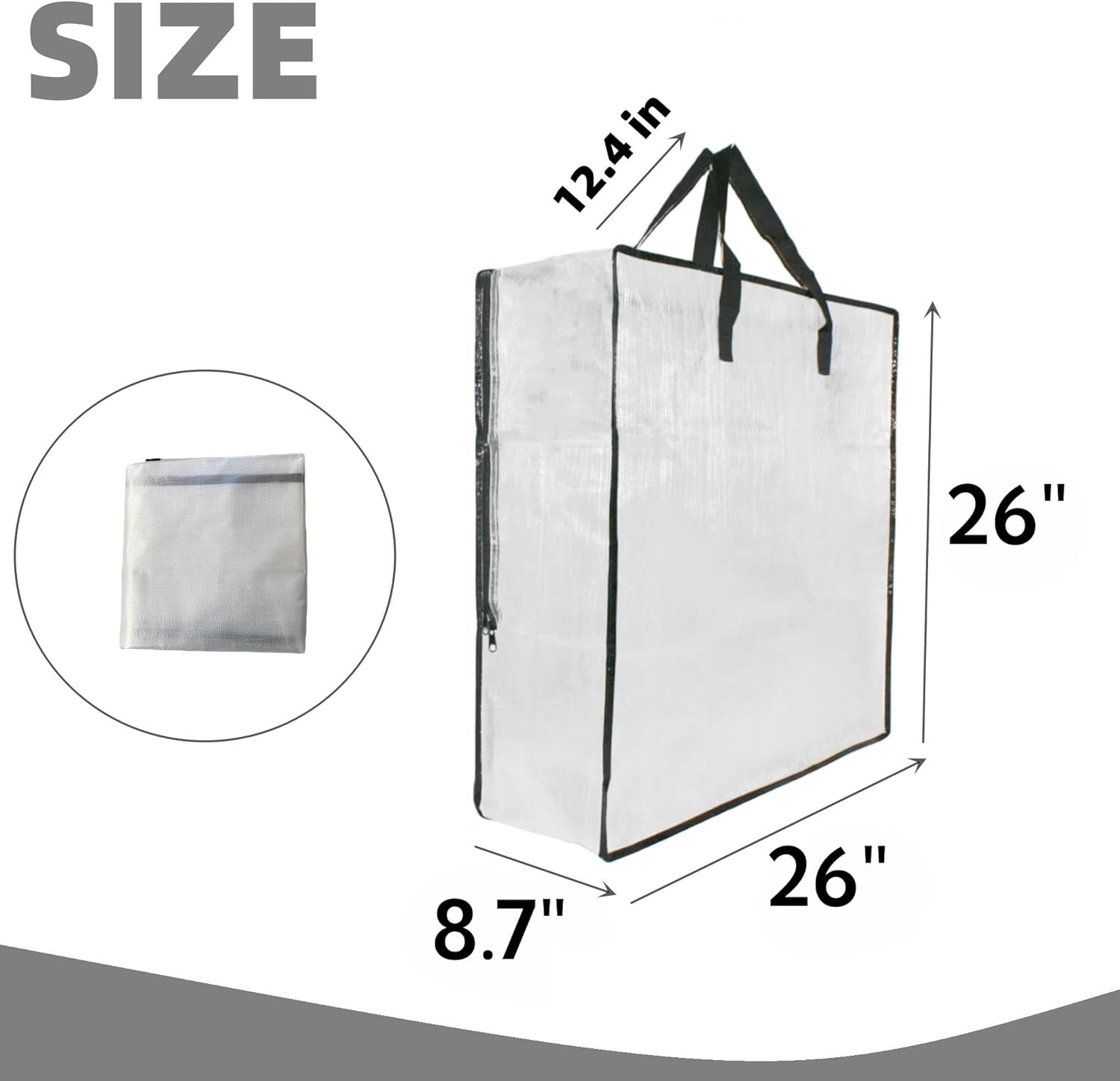 5 Pack Moving Bags, Wreath Storage Bag, Garland Container, Clear Storage Bags with Handles and Zippers Moving Bag for College Carrying, Bedding, Toys Organizer, Under the Bed Storage