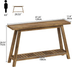 47.2" Farmhouse Entryway Table, 2-Tier Modern Wooden Console Sofa Table with Open Storage, Long Narrow Accent Table for Entrance, Foyer, Hallway, Living Room & Behind Couch (Brown)