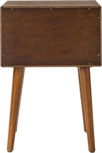 KEIKI Mid Century Modern Night Stand, Space Saving Nigtstand with 2 Big Drawers, Bedroom Bedside Coffee Table for Drink, Sofa Bed Side Desk Tables for Apartment Living Room, Easy Assembly, Walnut