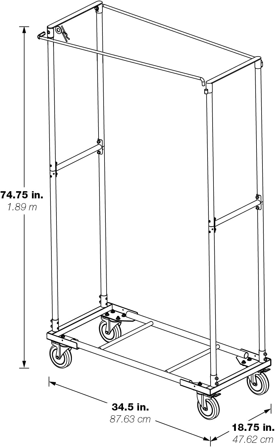 Office Star Caddy with Swivel Casters and Locking Wheels, for PC02 and PC03 Folding Chairs