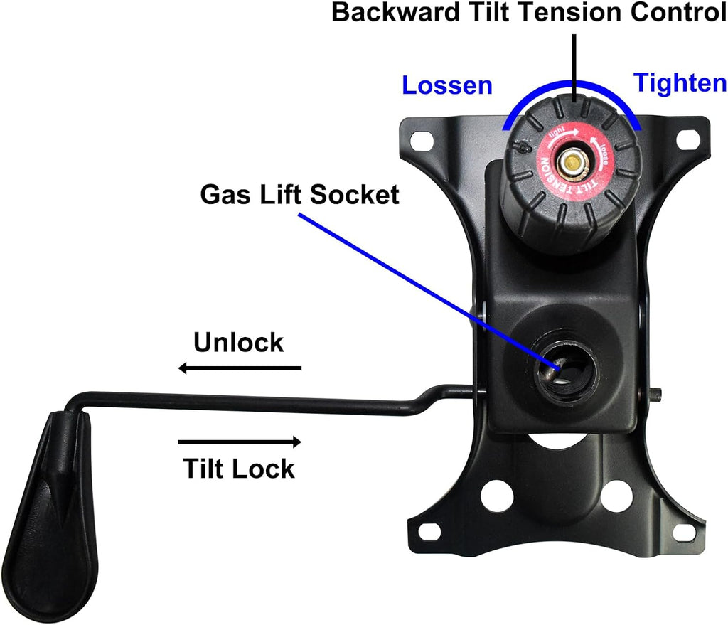 MySit Heavy Duty 300 LBs Office Chair Tilt Mechanism Replacement Parts, 5.9'' x 8.6" Mounting Holes Tilt Control Mechanism(Not Standard Dimension)