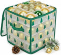 Christmas Ornament Storage Box, Christmas Tree Ornament Organizer, Hard Plastic Storage Container with Dividers, Clear Design Waterproof Case for 3" Seasons Balls