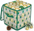 Christmas Ornament Storage Box, Christmas Tree Ornament Organizer, Hard Plastic Storage Container with Dividers, Clear Design Waterproof Case for 3" Seasons Balls