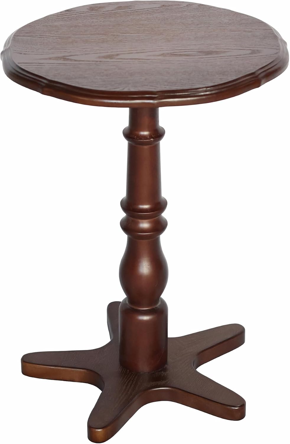 Vintage Accent Side Table, 15.75 Inch Round Wooden Pedestal Design for Living Room, Bedroom, and Entryway Use