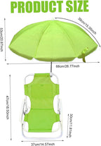 Kids Beach Chair with Umbrella Foldable & Detachable Beach Chair with Canopy, Lightweight and Sturdy Outdoor Seat for Camping, Travel, Lawn, Green #