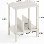 LELELINKY 2-Tier Record Player Stand with Vinyl Record Storage up to 100 Albums, Bedroom Record Holder and Multi-Functional End Table for Living Room, Grey White