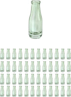 Serene Spaces Living Mini Green Glass Bud Vase, Centerpiece for Wedding Reception, Mini Flower Vases for Home Decor, Vintage Bottle Style Vase, Pack of 48
