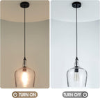 Glass Pendant Light Modern Black 1 Light Single Dome Pendant Lighting Fixtures for Kitchen Island Dining Room Hallway, Wide 10 Inch, E26, UL Listed