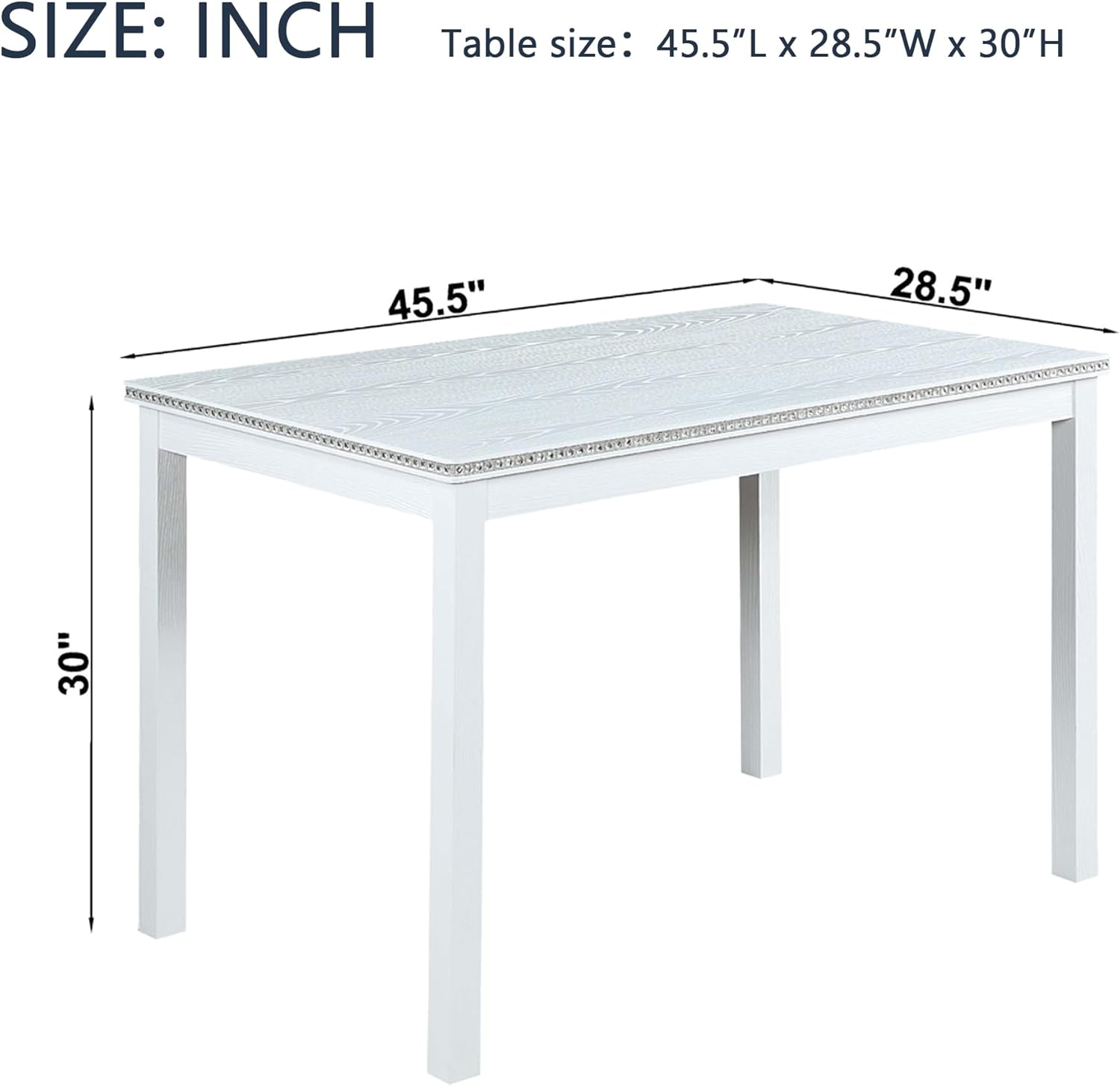 Knocbel Classic 4-Person Dining Table for Small Space, Wooden Apartment Condo Pub Bistro Kitchen Dining Furniture, Standard Height (White Rectangular 30" H)