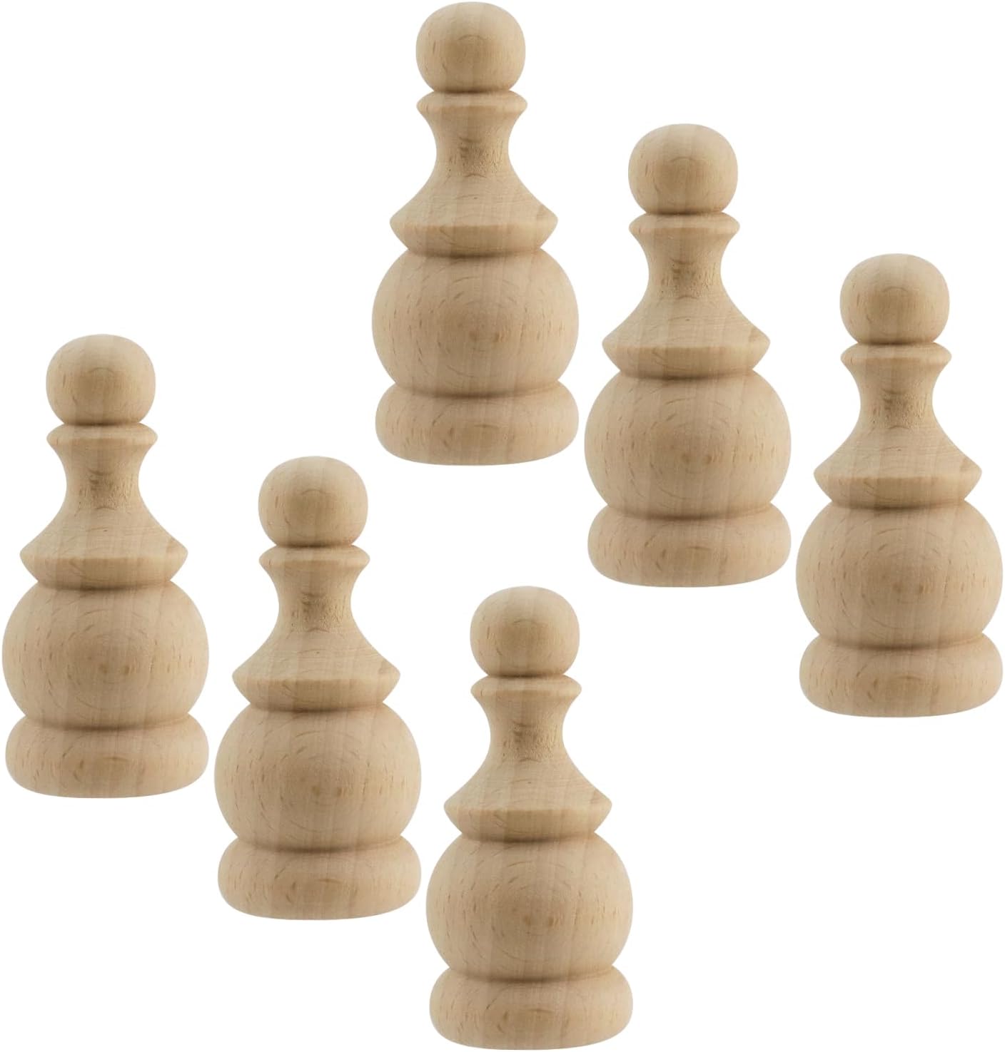6 Pcs Decorative Wood Finials Unfinished Wood Craft Finials for DIY Projects Home Decor Staircase Woodworking Furniture Bed Post Finial, 1.4x3.0 Inch