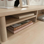 Pemberly Row Engineered Wood Organizer Hutch, 59 in Wide, Natural Maple Finish, Adjustable Shelves with Cubby Storage, Desktop Office Shelf for Home Office or Study Room