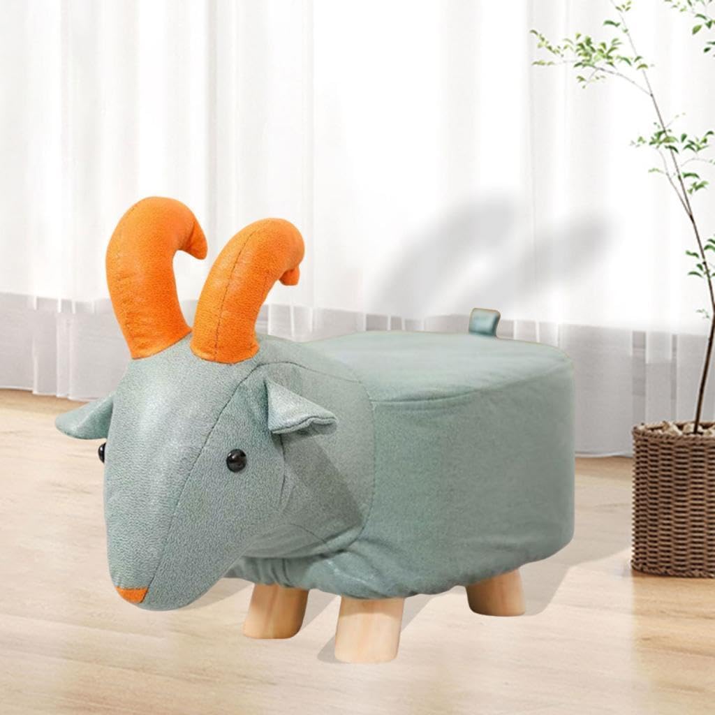 Blue Sheep Wooden Footstool Ottoman – Cute Animal Decor for Kids' Room, Nursery, Living Room, Stylish Home Accent, Functional and Adorable