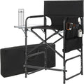 Aluminum Tall Directors Chairs Foldable, 41'' Makeup Chair for Makeup Artist with Side Table Cup Holder Storage Bag and Footrest, Weighs Only 8.8lb, 250lbs Capacity