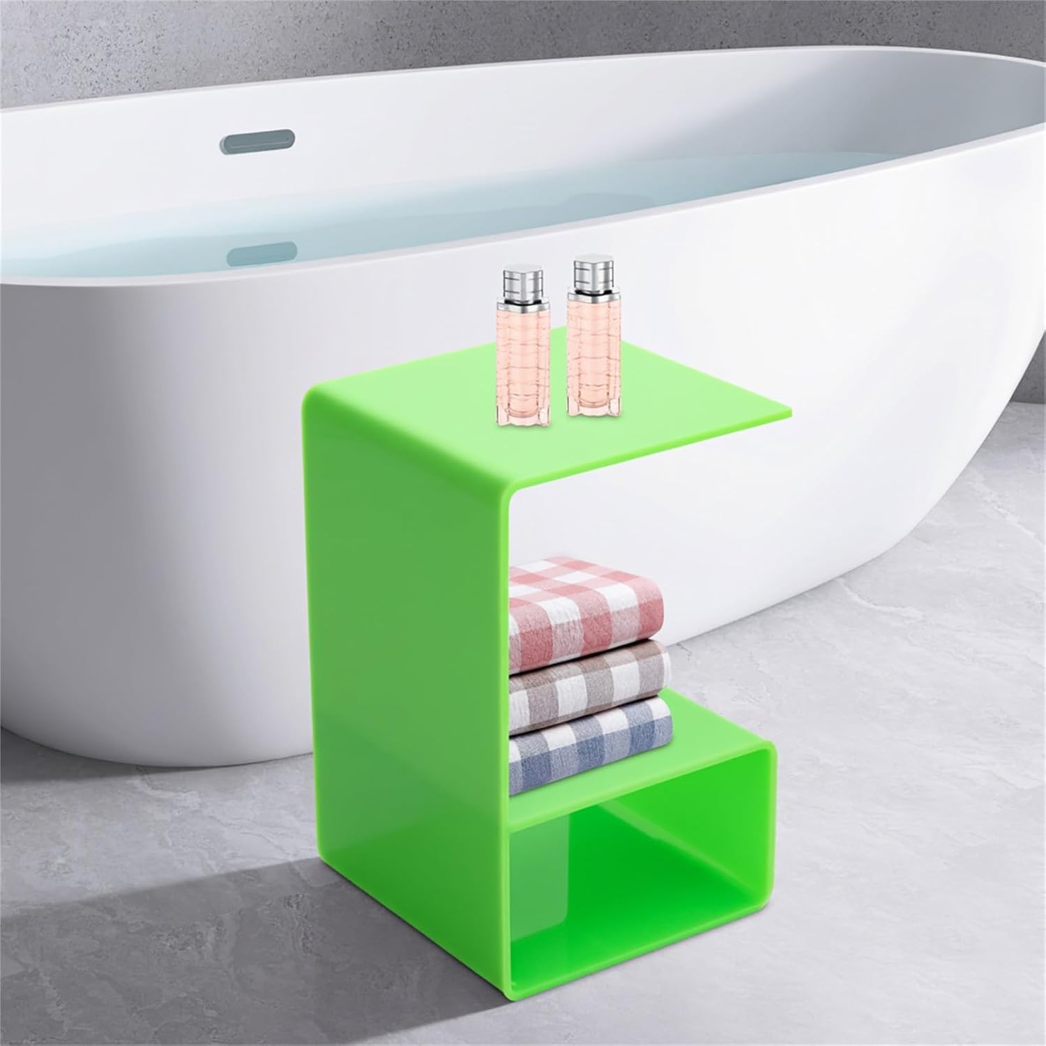 Acrylic End Table, 3-Tier Side Table for Small Spaces, Modern Translucent Design Nightstand for Living Room, Bedroom, Bathroom (Green)
