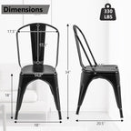 COSTWAY 18 Inch Dining Chair Set of 4, Industrial Vintage Stackable Metal Chairs, Armless Counter Bar Chairs with High Backrest for Home, Kitchen and Cafe Bar Use