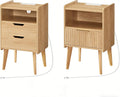MAHANCRIS Nightstand with Charging Station and Modern Bedside Table Bundle, Natural End Table with Storage Drawers, Open Storage, Night Stand with Solid Wood Legs, for Bedroom, ETNA61E01-ETNA69E01
