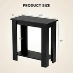 Giantex Narrow End Table, 2-Tier Side Table with Open Storage Shelf, Retro Wood Sofa Table Bedside Tables for Small Spaces, Slim Nightstand for Living Room, Bedroom, Easy Assembly, Black