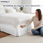 SGI Bedding 12 inch Drop Bed Skirt Queen Size - Platform Style with Secure Fit, Classic Tailored Look, Elegant Pleated Style Dust Ruffle, Split Corners, Wrinkle Resistant Microfiber - White