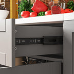 ECACAD Wall-Mounted Kitchen Pantry with Doors, Drawers & Adjustable Shelves, Kitchen Cupboard Storage Cabinet with White Top for Living Room, Grey