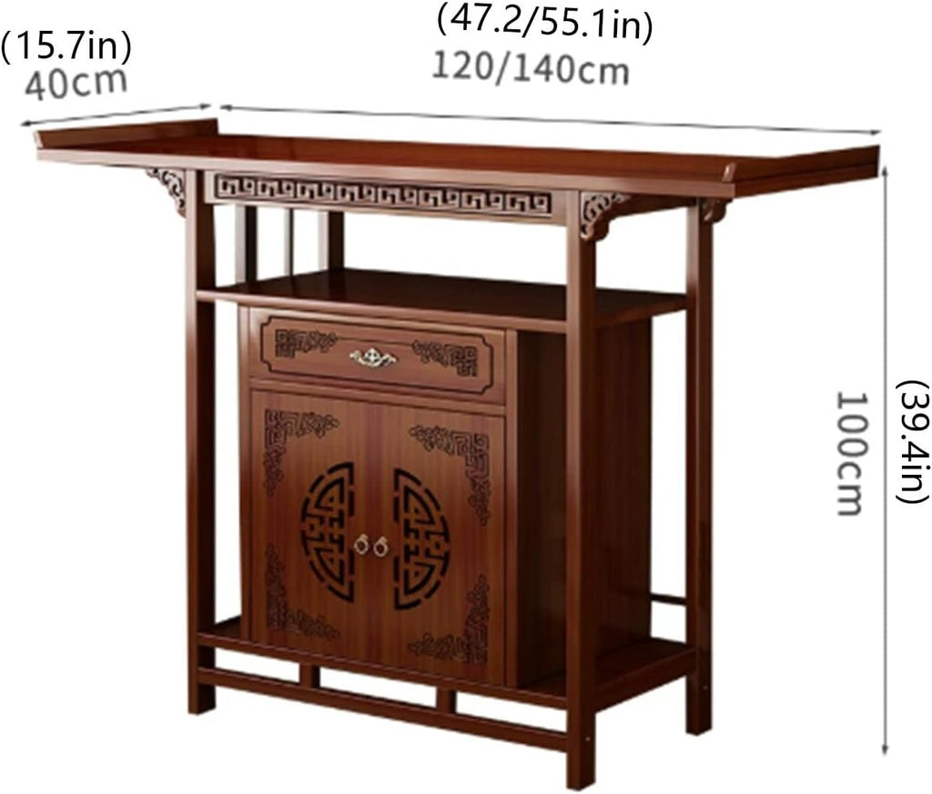 Household Bamboo Buddhist Altar Table, Chinese Style Buddhist Shrine, Personal Buddhist Altar/Shrine, with Storage Function and Drawers, Suitable for Home, Office, or Temple Use. 140cm/55.1in