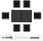 63"x38" Rectangle Outdoor Patio Dining Table with Umbrella Hole - 6 Person | 63" x 38" x 28" Rectangle Table, Slat Table Top, Black, Metal Top and Frame, 1.57"-1.9" Adjustable Umbrella Hole, All Weather